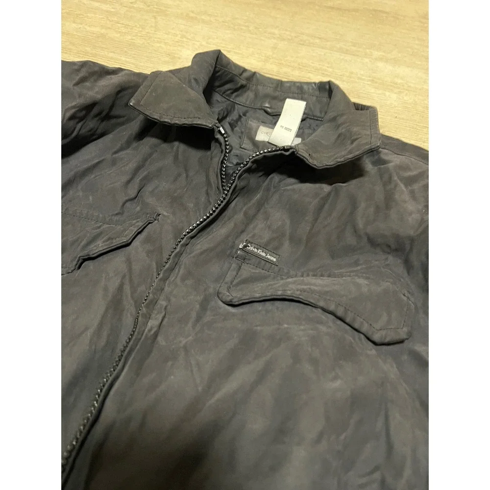 Calvin Klein Mens Work Style Jacket Bomber Black Size XL Full Zip‎